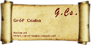 Gróf Csaba névjegykártya